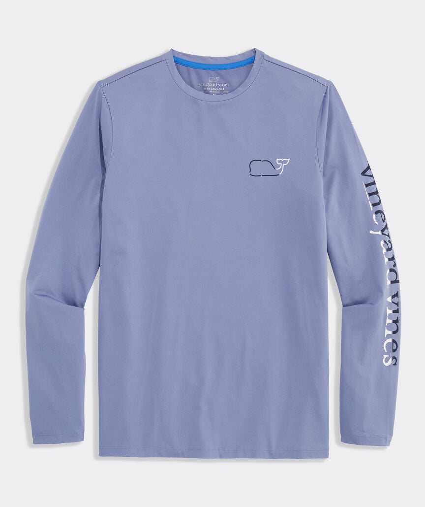 Vineyard Vines On-The-Go Whale Outline Long-Sleeve Harbor Performance Tee