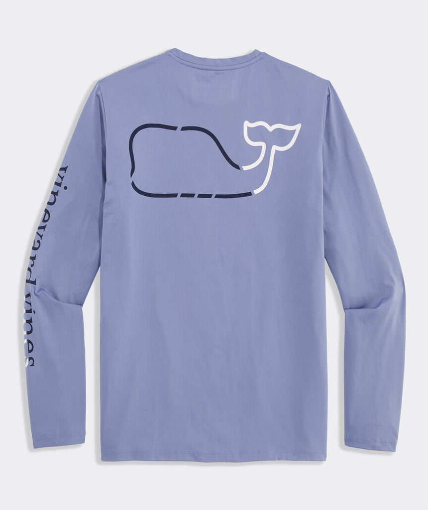 Vineyard Vines On-The-Go Whale Outline Long-Sleeve Harbor Performance Tee
