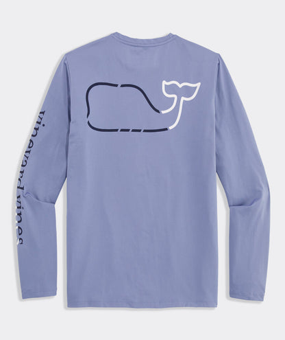 Vineyard Vines On-The-Go Whale Outline Long-Sleeve Harbor Performance Tee