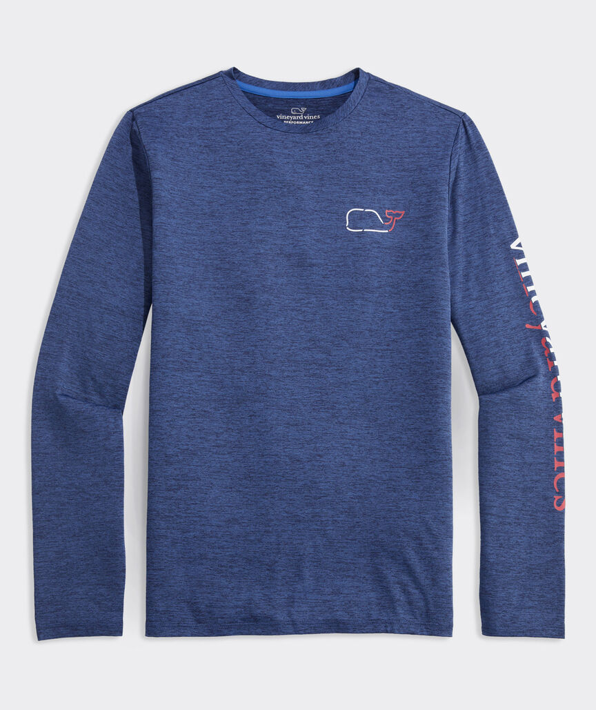 Vineyard Vines On-The-Go Whale Outline Long-Sleeve Harbor Performance Tee