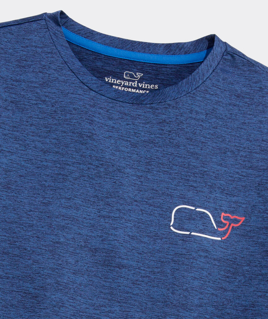 Vineyard Vines On-The-Go Whale Outline Long-Sleeve Harbor Performance Tee