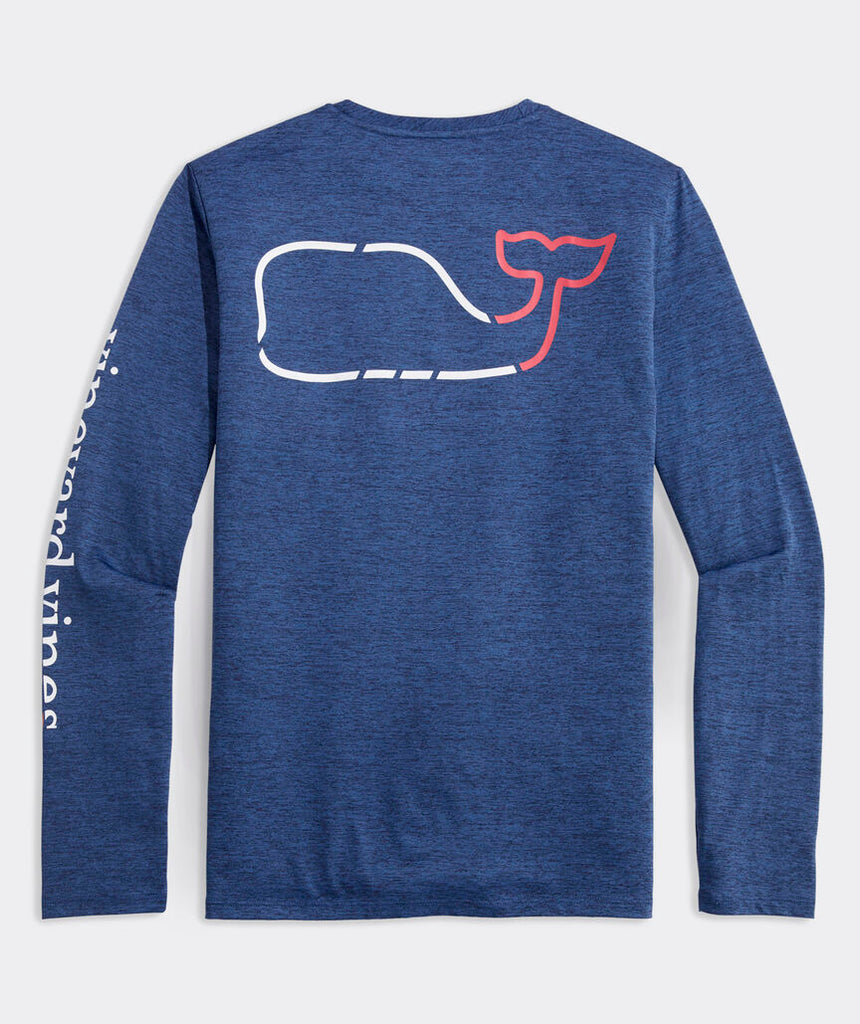 Vineyard Vines On-The-Go Whale Outline Long-Sleeve Harbor Performance Tee