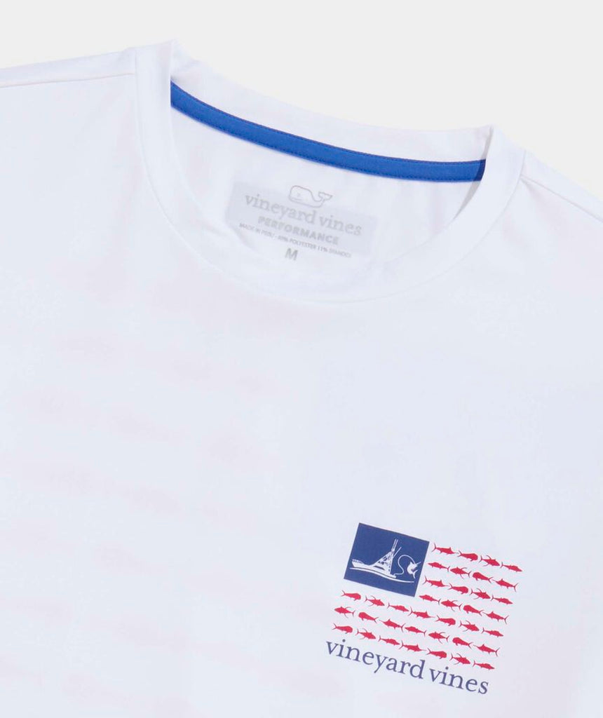 Vineyard Vines USA Sportfisher Flag Long-Sleeve Harbor Performance Tee