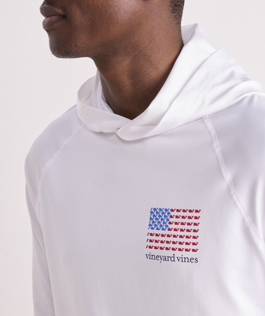 Vineyard Vines Micro Whale Flag Long-Sleeve Harbor Performance Hoodie Tee