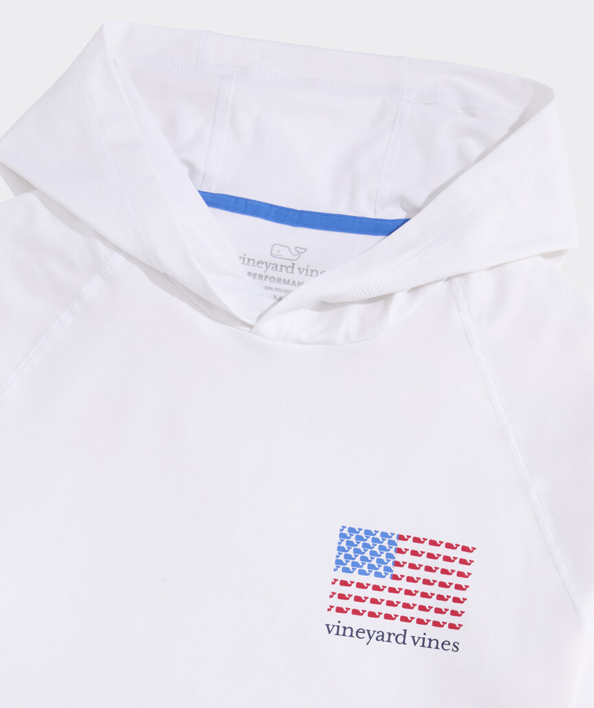 Vineyard Vines Micro Whale Flag Long-Sleeve Harbor Performance Hoodie Tee