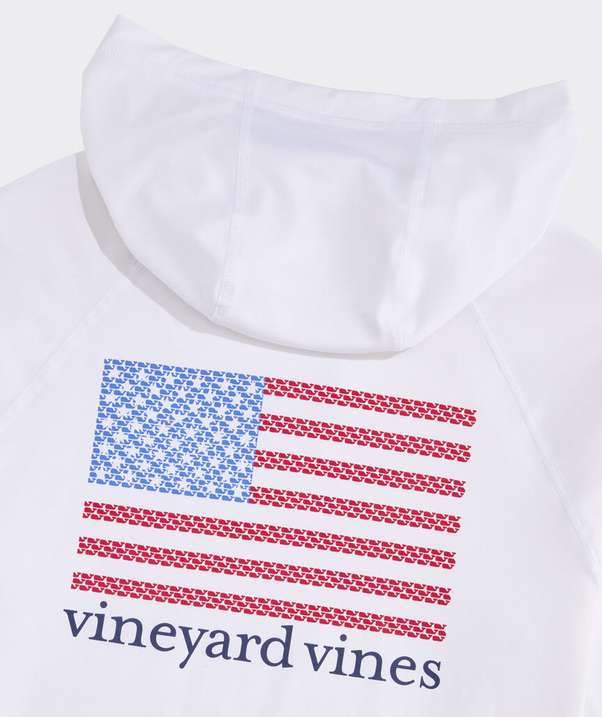 Vineyard Vines Micro Whale Flag Long-Sleeve Harbor Performance Hoodie Tee