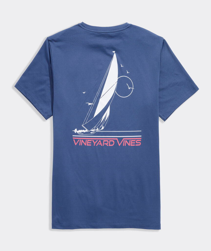 Vineyard Vines Retro Sailboat Short-Sleeve Performance Harbor Tee