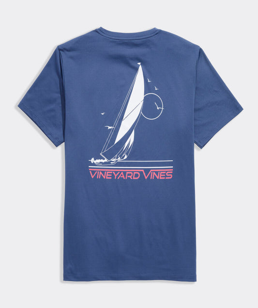Vineyard Vines Retro Sailboat Short-Sleeve Performance Harbor Tee