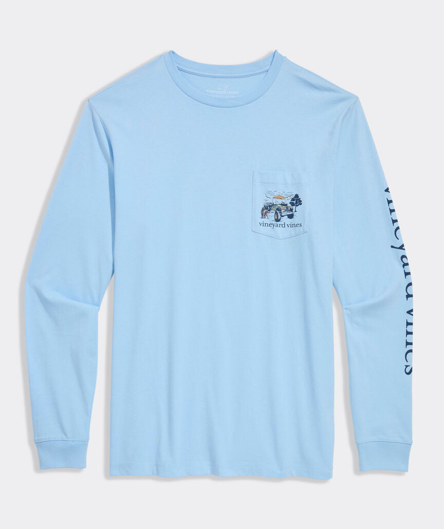 Vineyard Vines Autumn Truck & Dog Long-Sleeve Pocket Tee