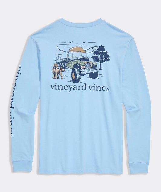 Vineyard Vines Autumn Truck & Dog Long-Sleeve Pocket Tee
