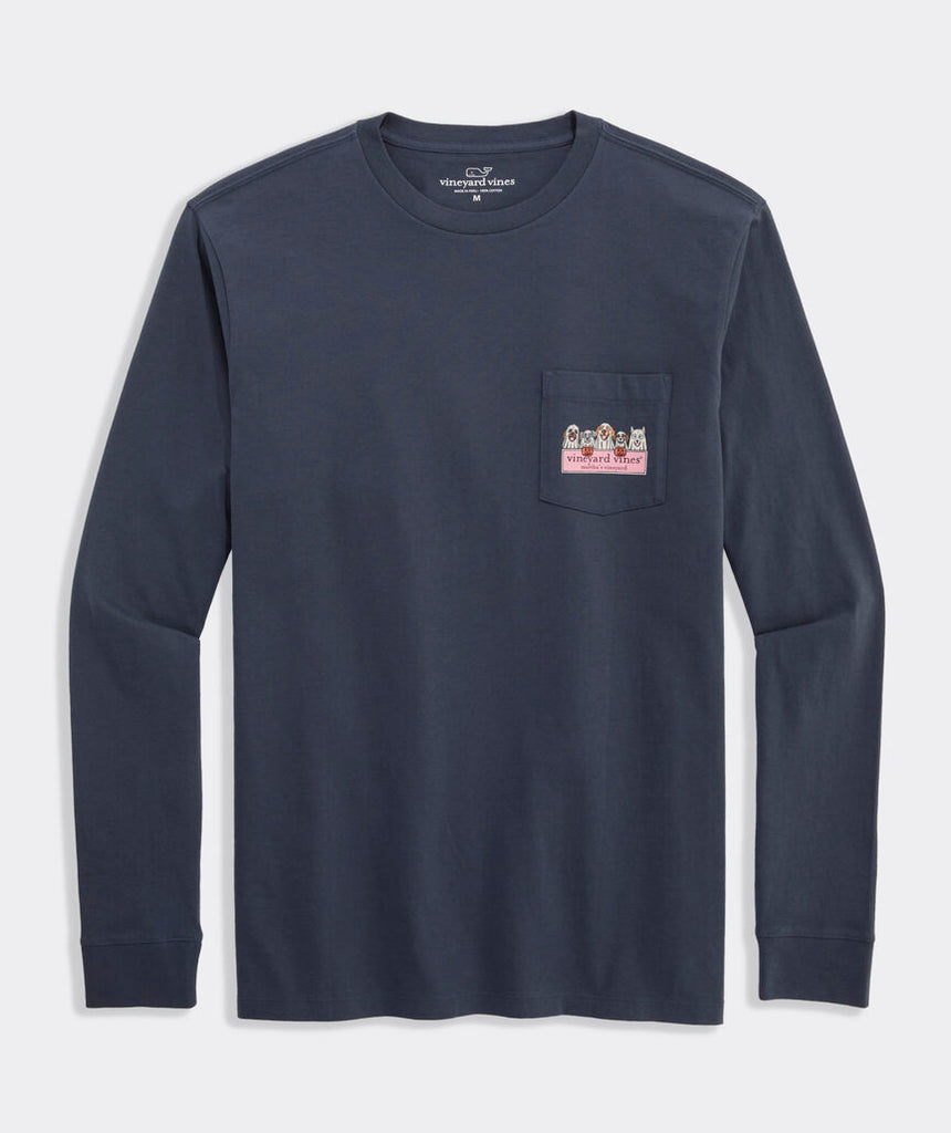 Vineyard Vines Ghost Pups Logo Box Long-Sleeve Pocket Tee