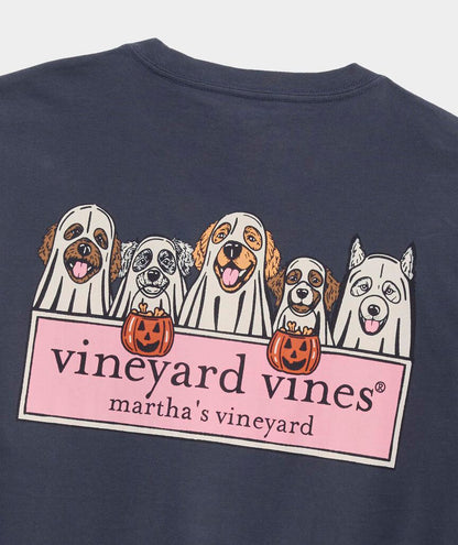 Vineyard Vines Ghost Pups Logo Box Long-Sleeve Pocket Tee
