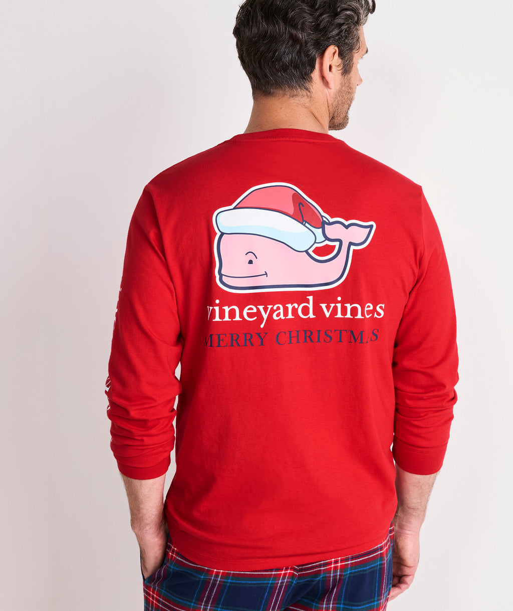 Vineyard Vines Santa Whale Long-Sleeve Pocket Tee