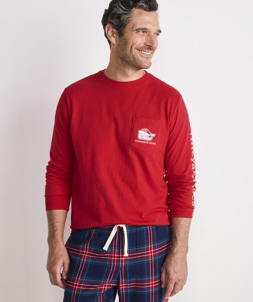 Vineyard Vines Santa Whale Long-Sleeve Pocket Tee
