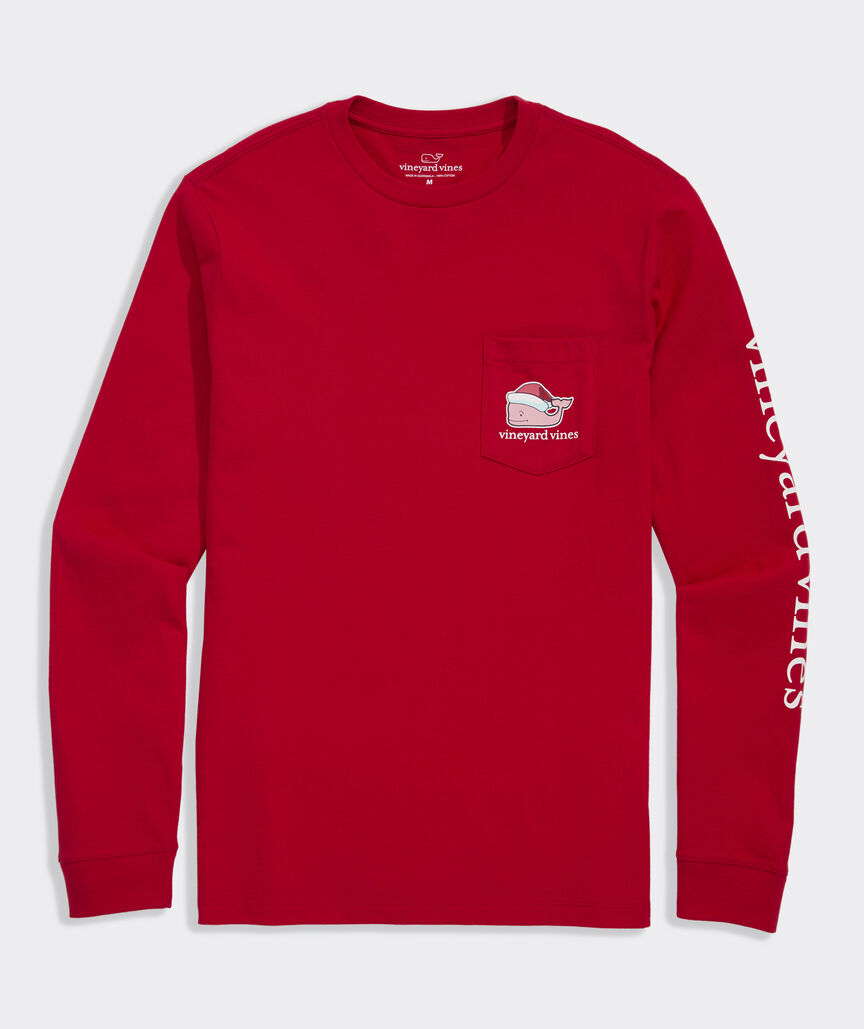 Vineyard Vines Santa Whale Long-Sleeve Pocket Tee