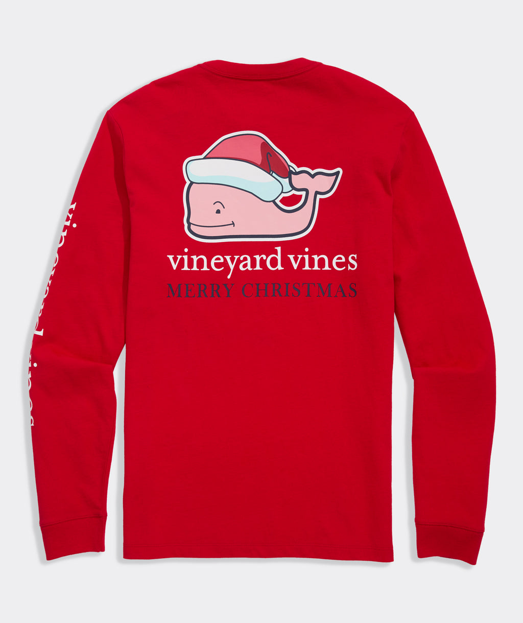 Vineyard Vines Santa Whale Long-Sleeve Pocket Tee
