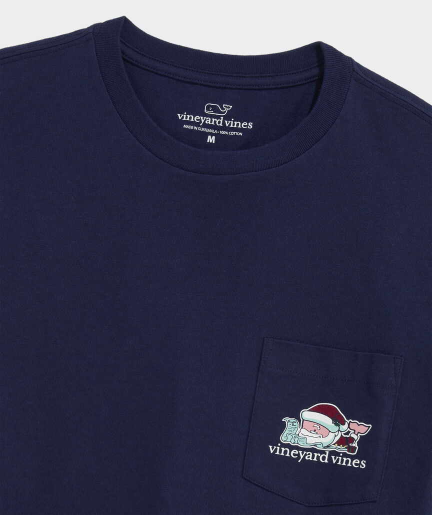 Vineyard Vines Santa Whale List Long-Sleeve Pocket Tee