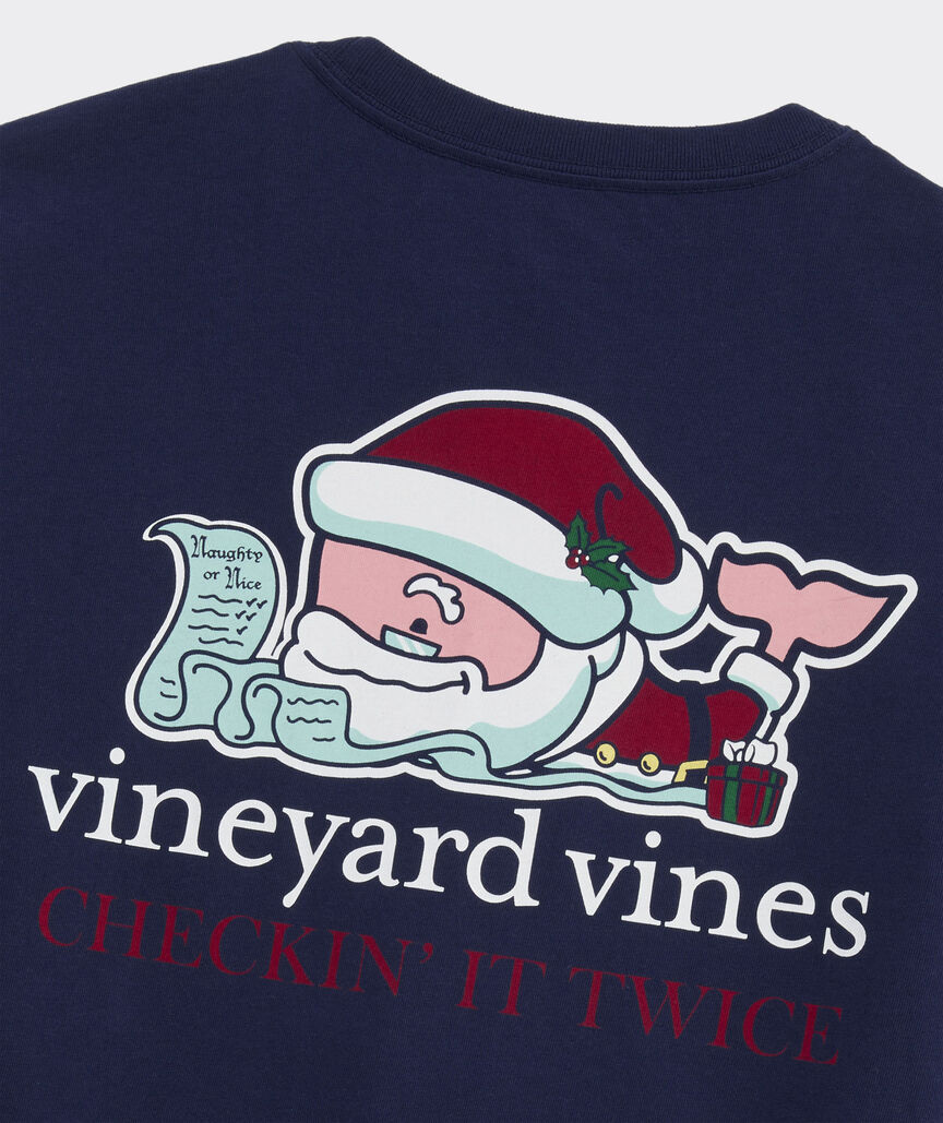 Vineyard Vines Santa Whale List Long-Sleeve Pocket Tee