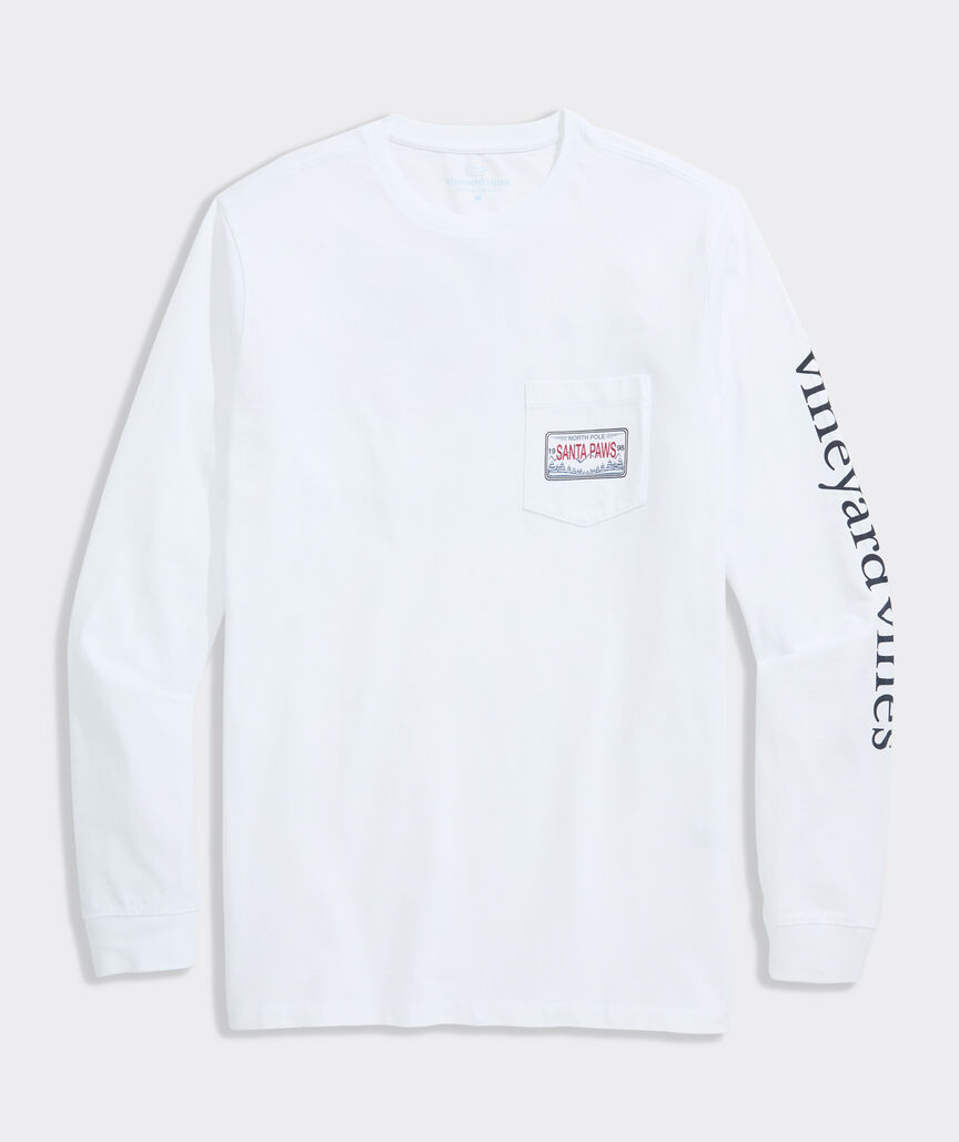 Vineyard Vines Santa Dog Sleigh Long-Sleeve Pocket Tee