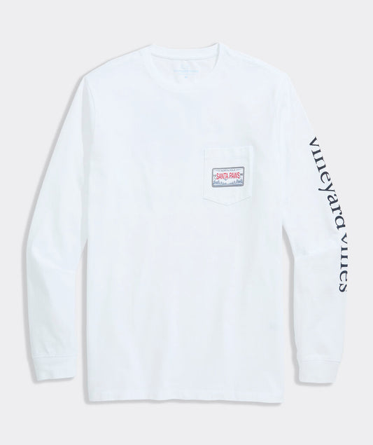 Vineyard Vines Santa Dog Sleigh Long-Sleeve Pocket Tee