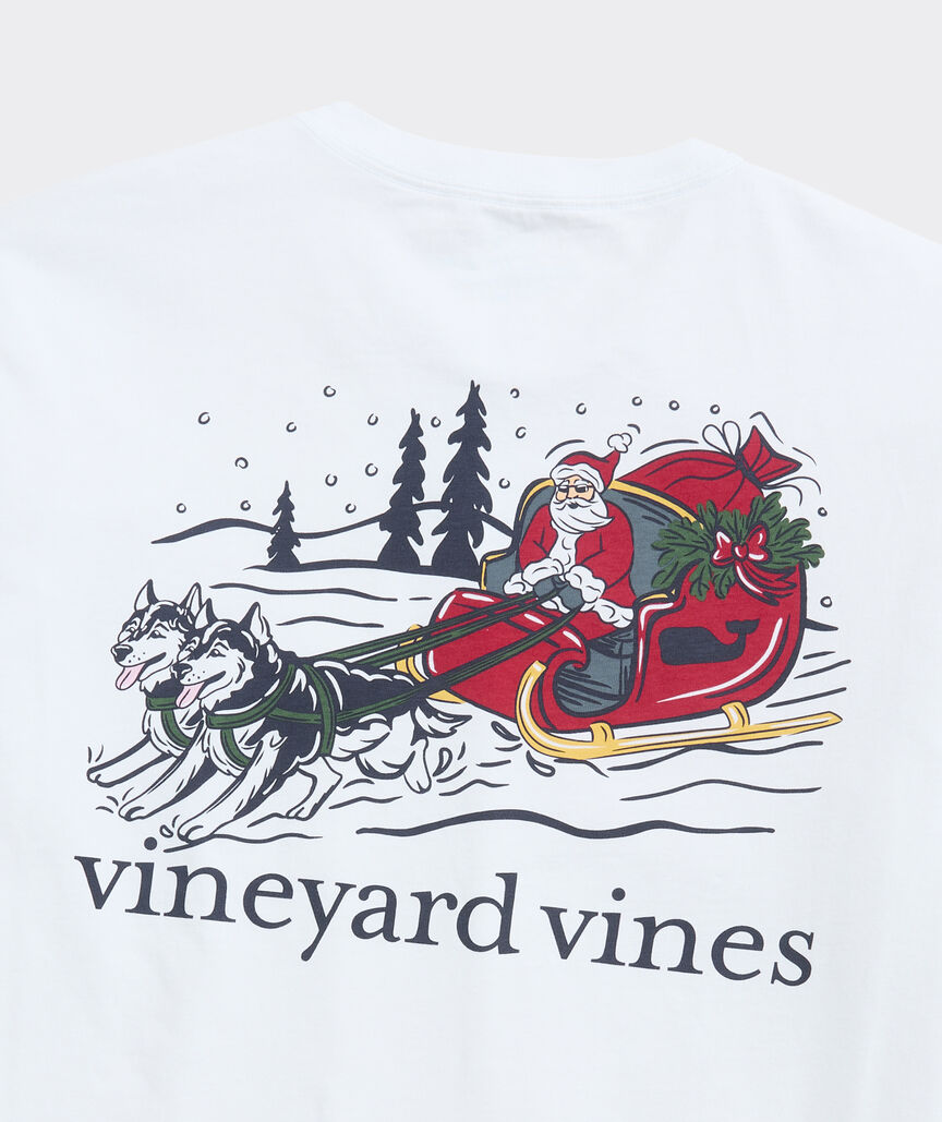Vineyard Vines Santa Dog Sleigh Long-Sleeve Pocket Tee