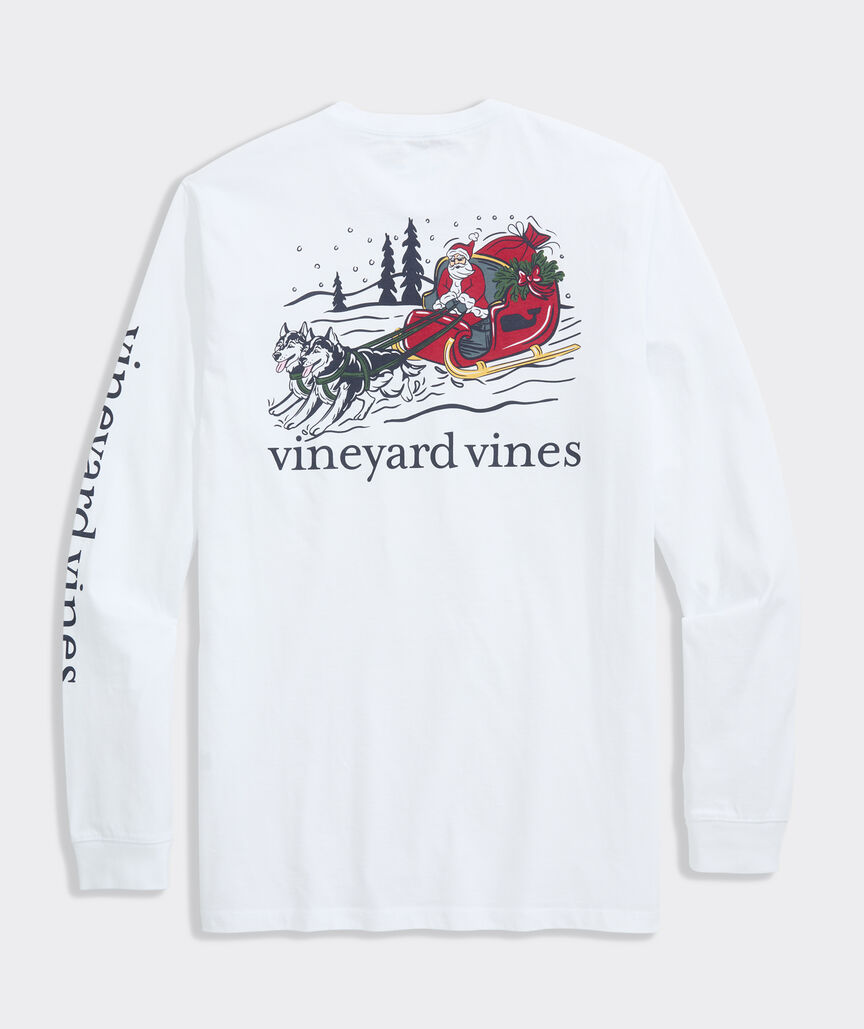 Vineyard Vines Santa Dog Sleigh Long-Sleeve Pocket Tee