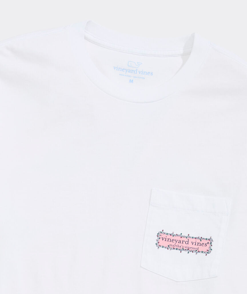 Vineyard Vines String Lights Pups Logo Box Long-Sleeve Pocket Tee