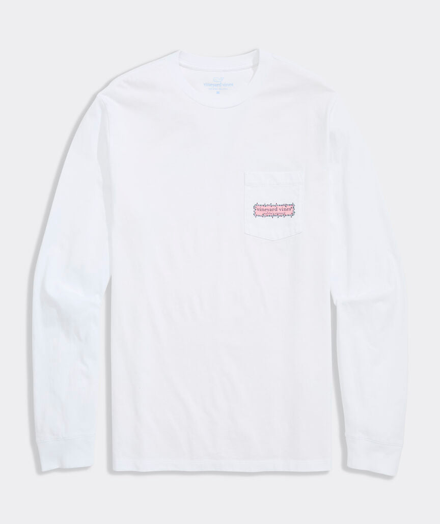 Vineyard Vines String Lights Pups Logo Box Long-Sleeve Pocket Tee