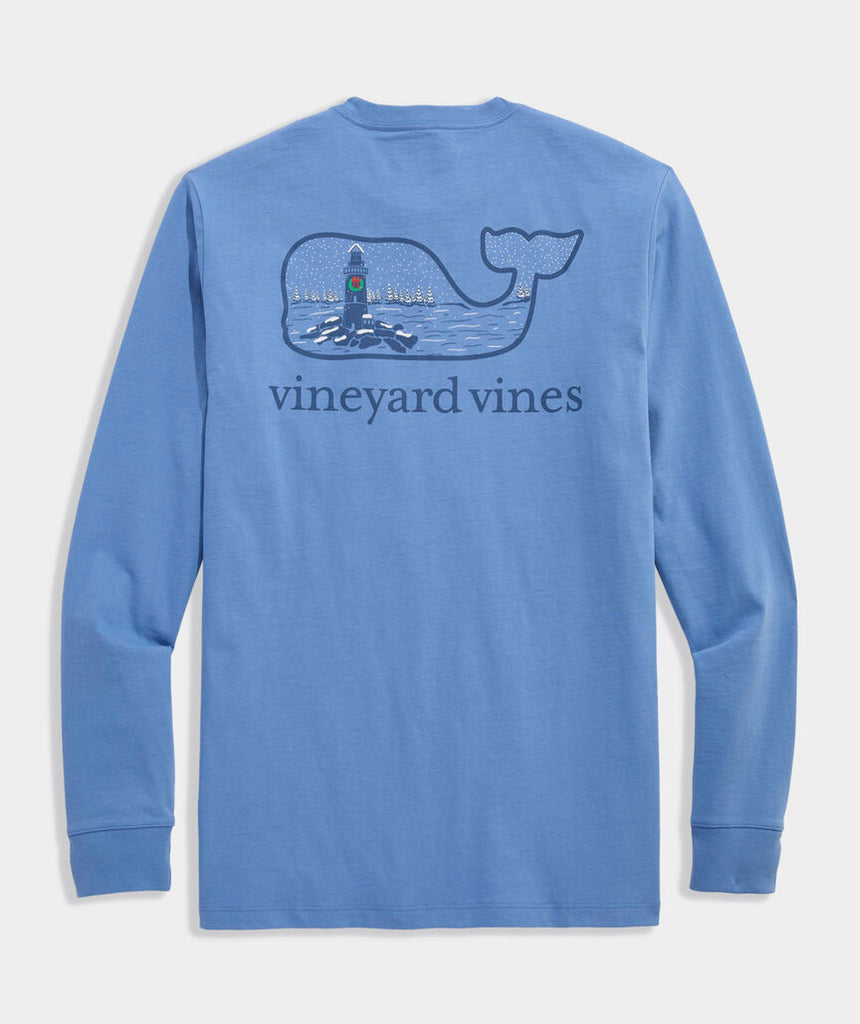 Vineyard Vines Snowy Lighthouse Whale Long-Sleeve Pocket Tee