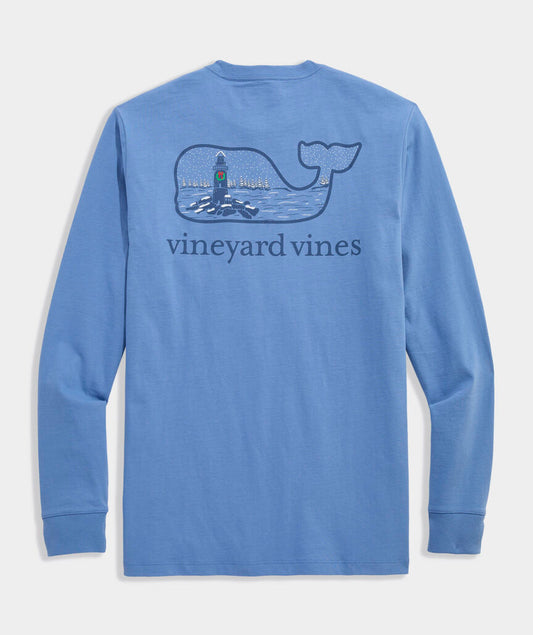 Vineyard Vines Snowy Lighthouse Whale Long-Sleeve Pocket Tee
