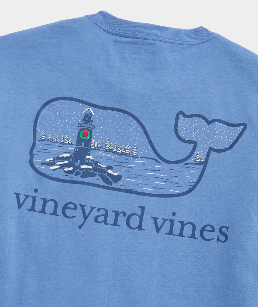 Vineyard Vines Snowy Lighthouse Whale Long-Sleeve Pocket Tee