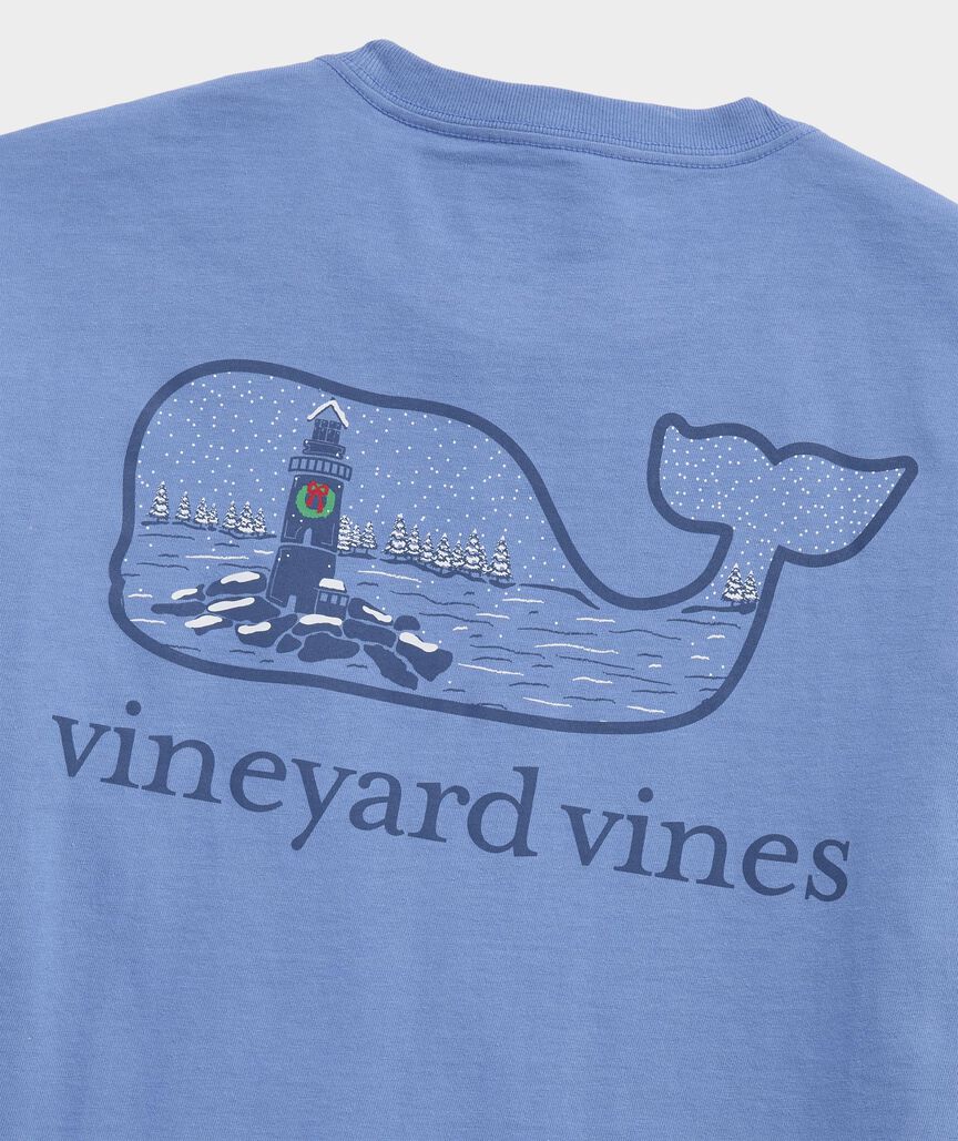 Vineyard Vines Snowy Lighthouse Whale Long-Sleeve Pocket Tee