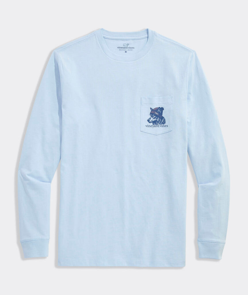 Vineyard Vines Husky Ski Dog Long-Sleeve Pocket Tee