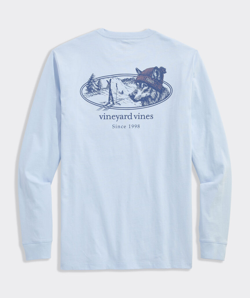 Vineyard Vines Husky Ski Dog Long-Sleeve Pocket Tee