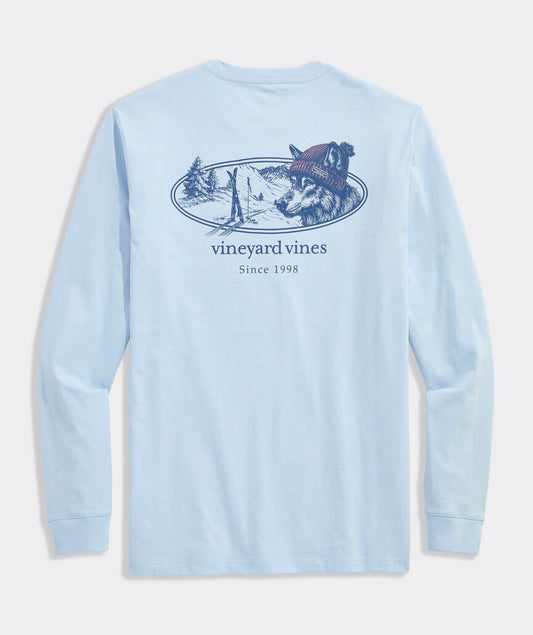 Vineyard Vines Husky Ski Dog Long-Sleeve Pocket Tee