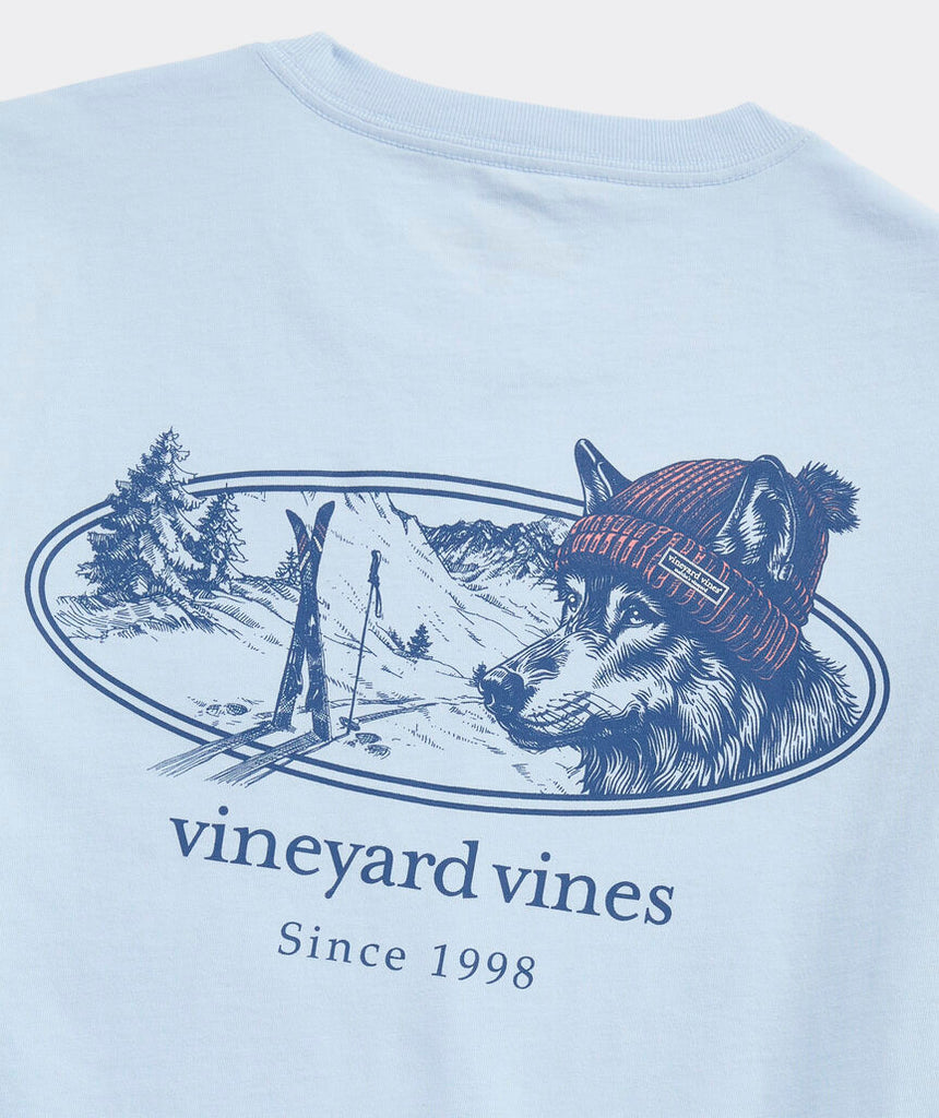 Vineyard Vines Husky Ski Dog Long-Sleeve Pocket Tee