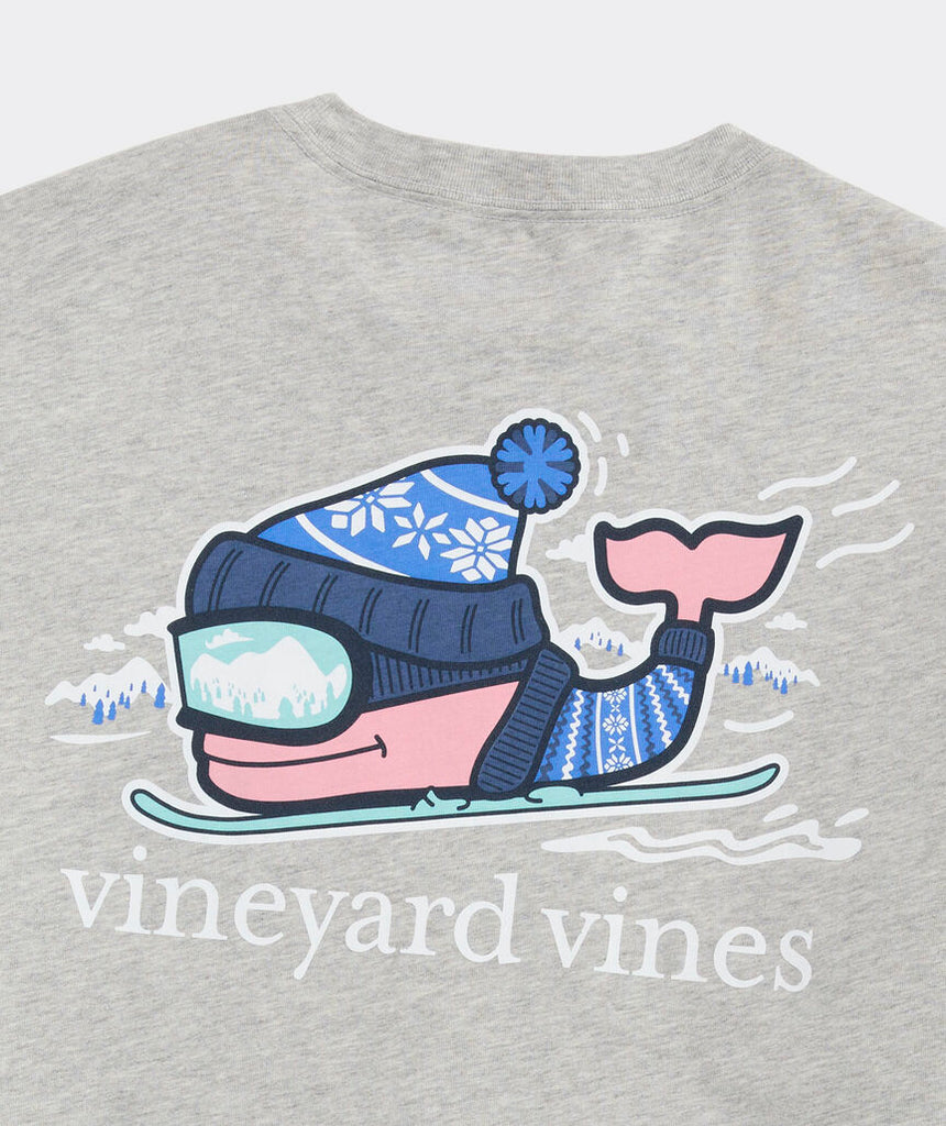 Vineyard Vines Downhill Ski Whale Long-Sleeve Pocket Tee