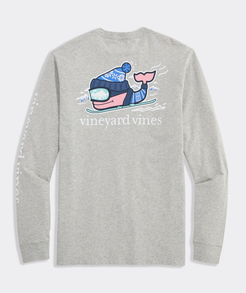 Vineyard Vines Downhill Ski Whale Long-Sleeve Pocket Tee