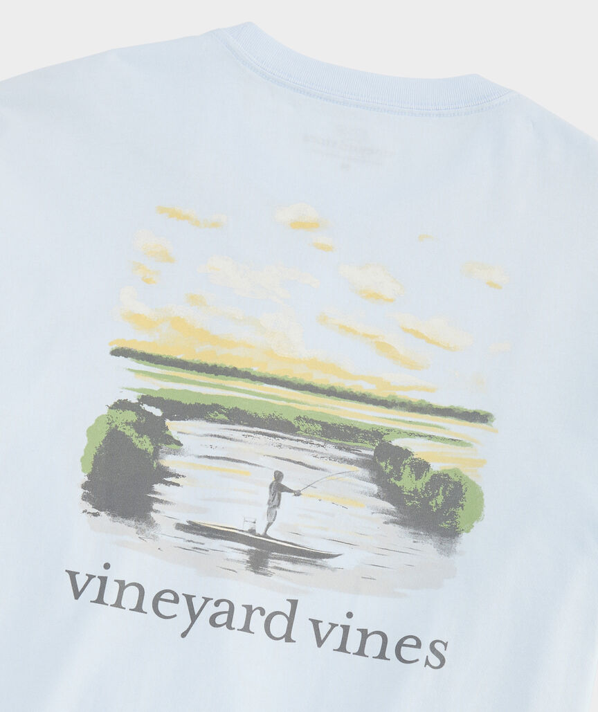 Vineyard Vines Flats Watercolor Scenic Long-Sleeve Pocket Tee