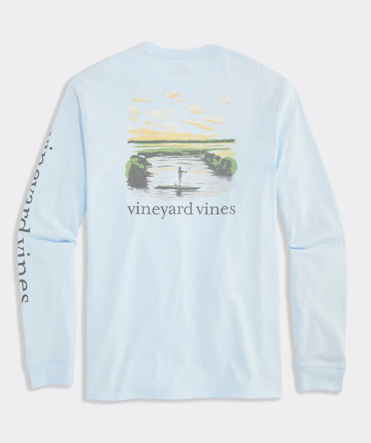 Vineyard Vines Flats Watercolor Scenic Long-Sleeve Pocket Tee