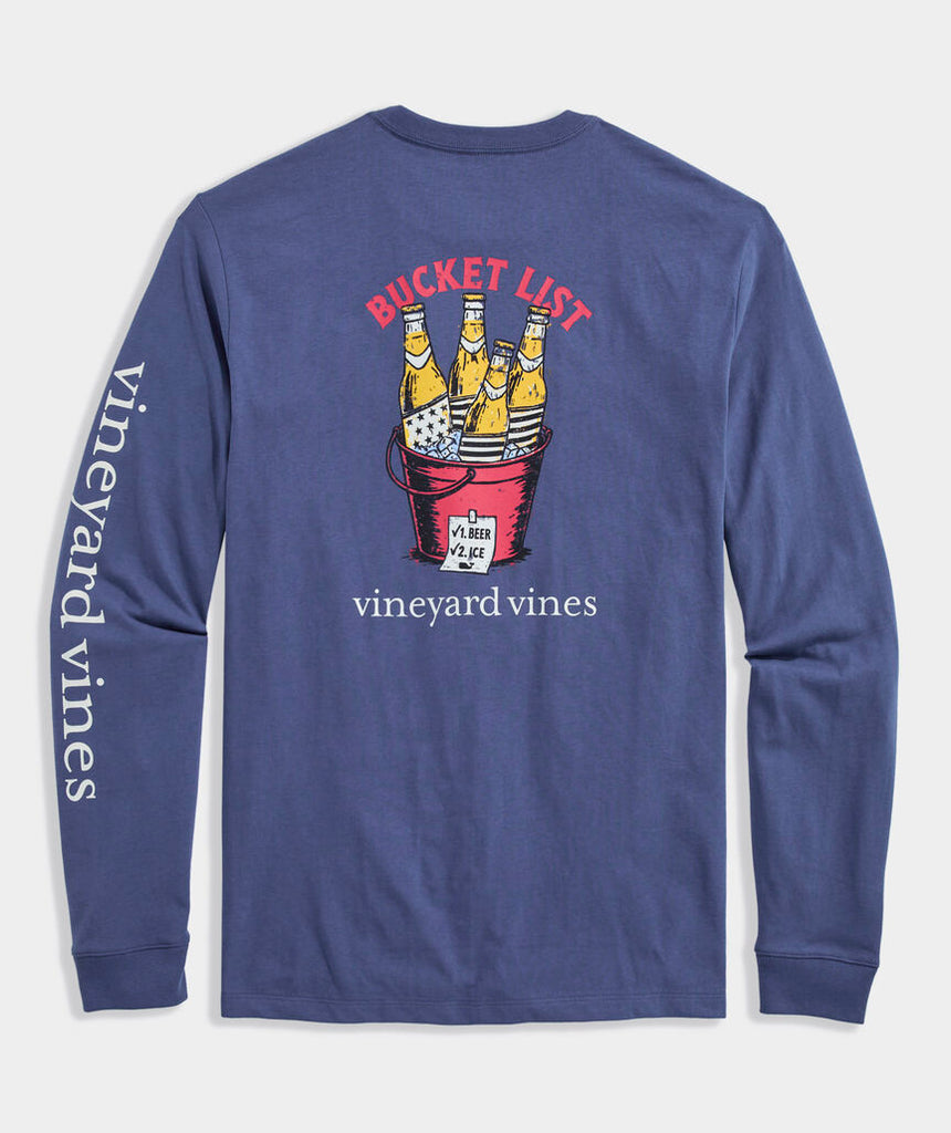 Vineyard Vines Bucket List Long-Sleeve Pocket Tee