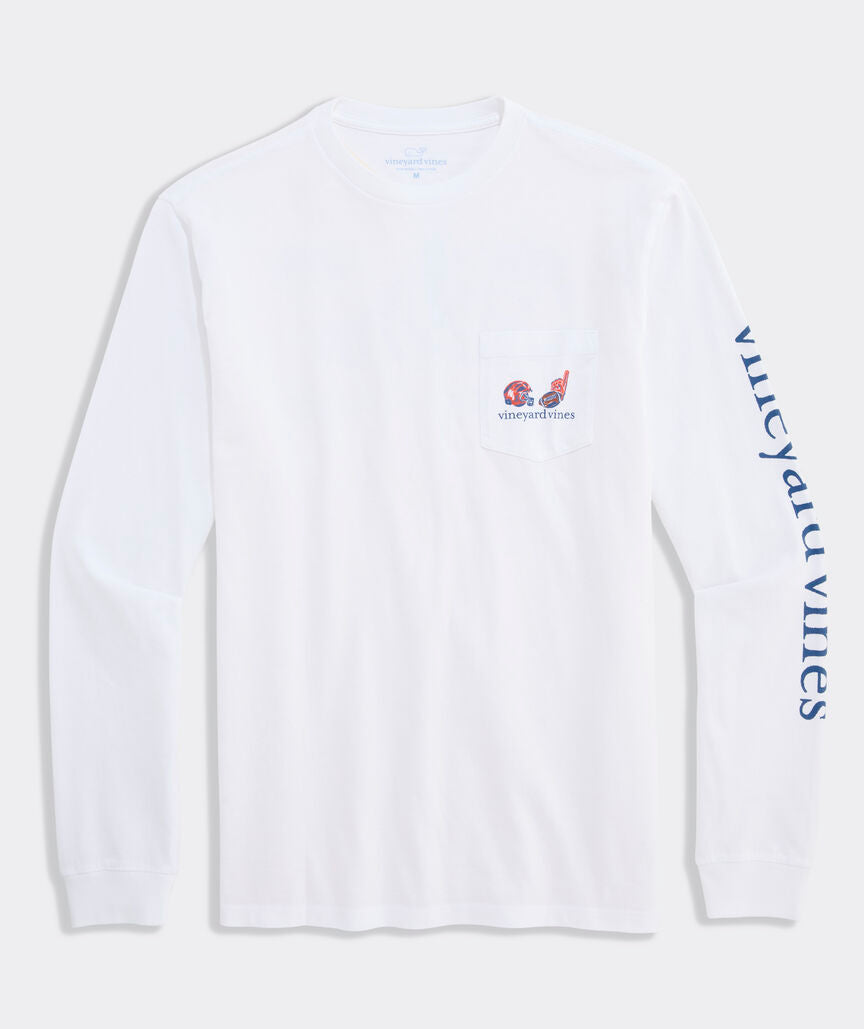 Vineyard Vines Football Field Whale Long-Sleeve Pocket Tee