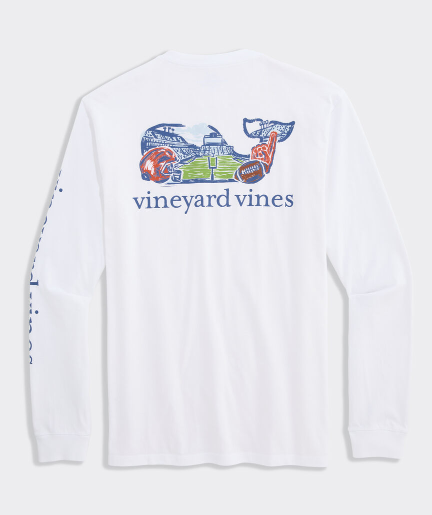 Vineyard Vines Football Field Whale Long-Sleeve Pocket Tee
