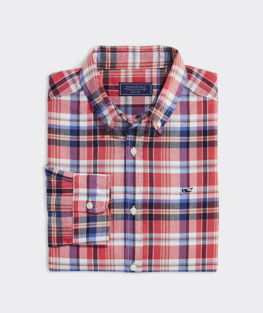 Vineyard Vines Cotton Madras Plaid Shirt