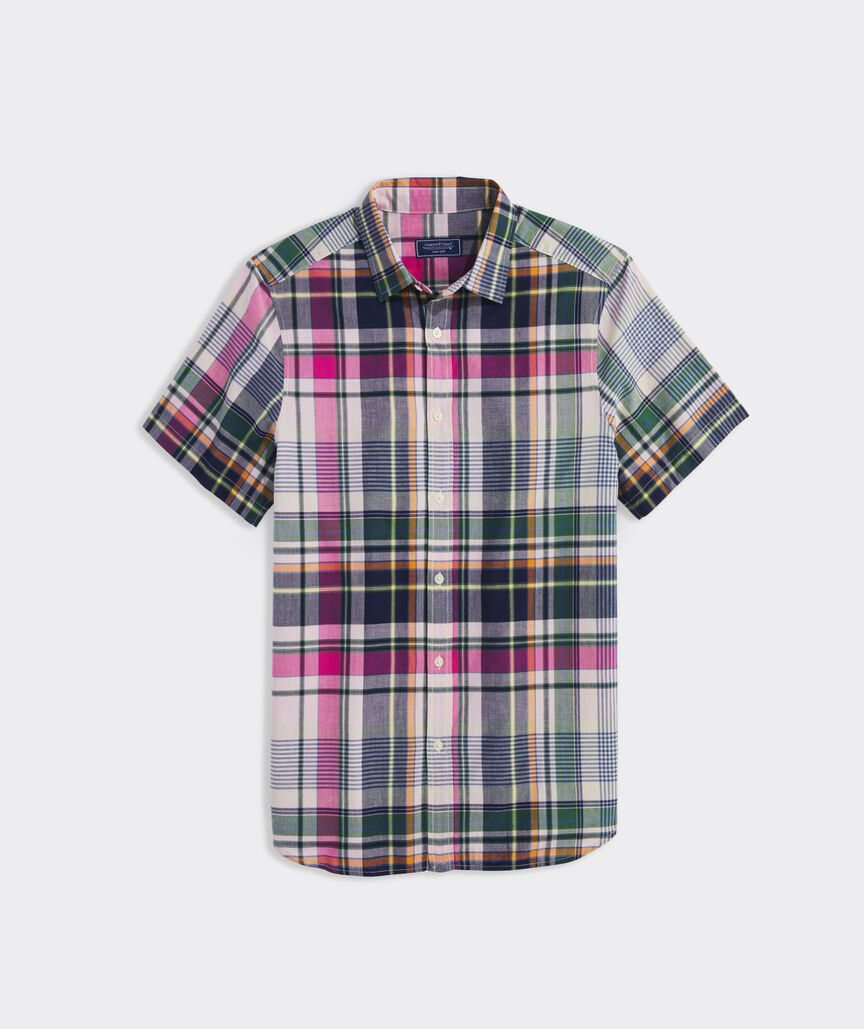 Vineyard Vines Cotton Madras Short-Sleeve Plaid Shirt