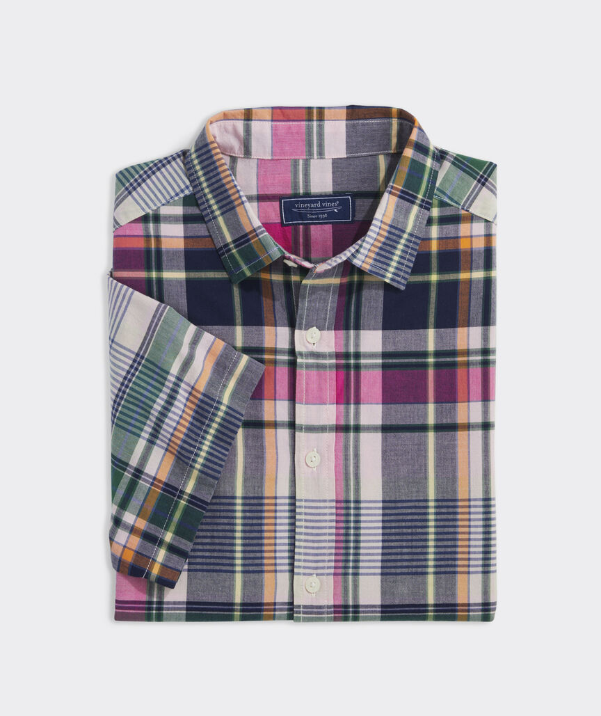 Vineyard Vines Cotton Madras Short-Sleeve Plaid Shirt