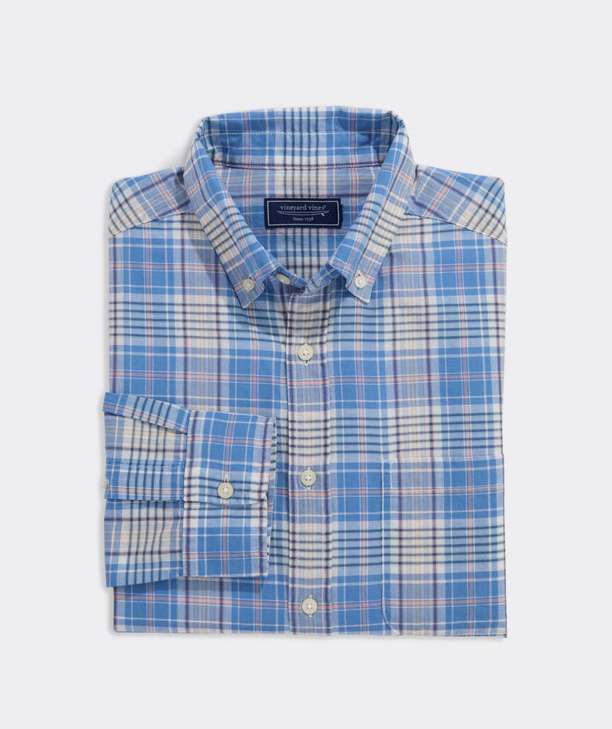 Vineyard Vines Long Bay Plaid Madras Shirt