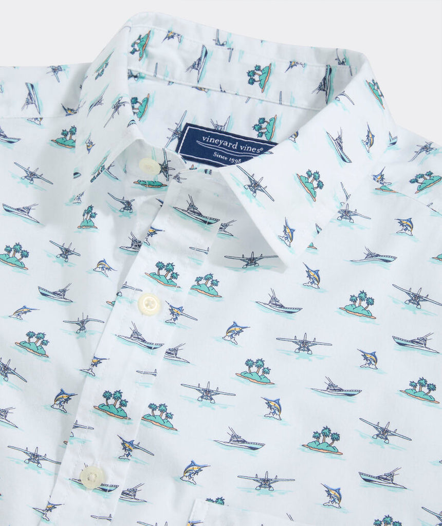 Vineyard Vines Island Hopping Cotton Madras Short-Sleeve Shirt