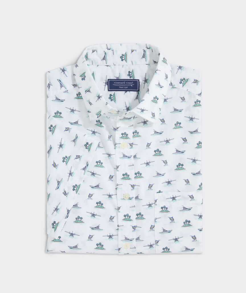 Vineyard Vines Island Hopping Cotton Madras Short-Sleeve Shirt