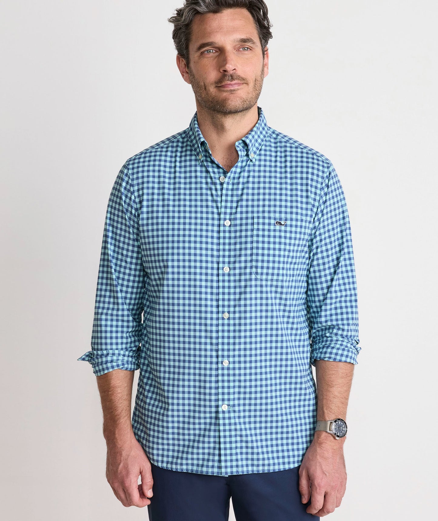 Vineyard Vines Topsail Gingham Featherweight Performance Shirt